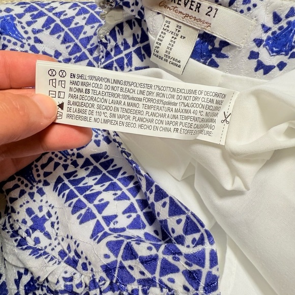 NWT Forever 21 Blue White Tassel Wrap Mini Skirt XS Boho Festival - Picture 5 of 5